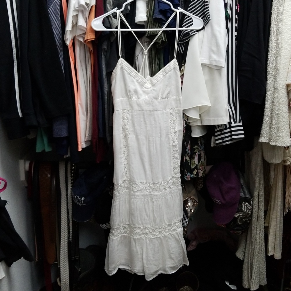 American Eagle White and Lace Accent Dress